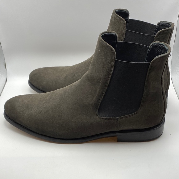 Thursday Boot Company Dark Olive Suede Chelsea Boots - Picture 3 of 10